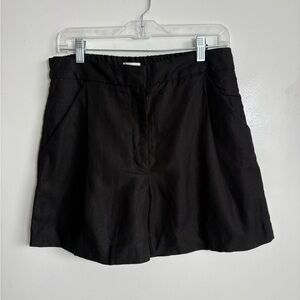 Wilfred Fable Linen TENCEL Shorts Black Pleated Elastic Waist Size 8